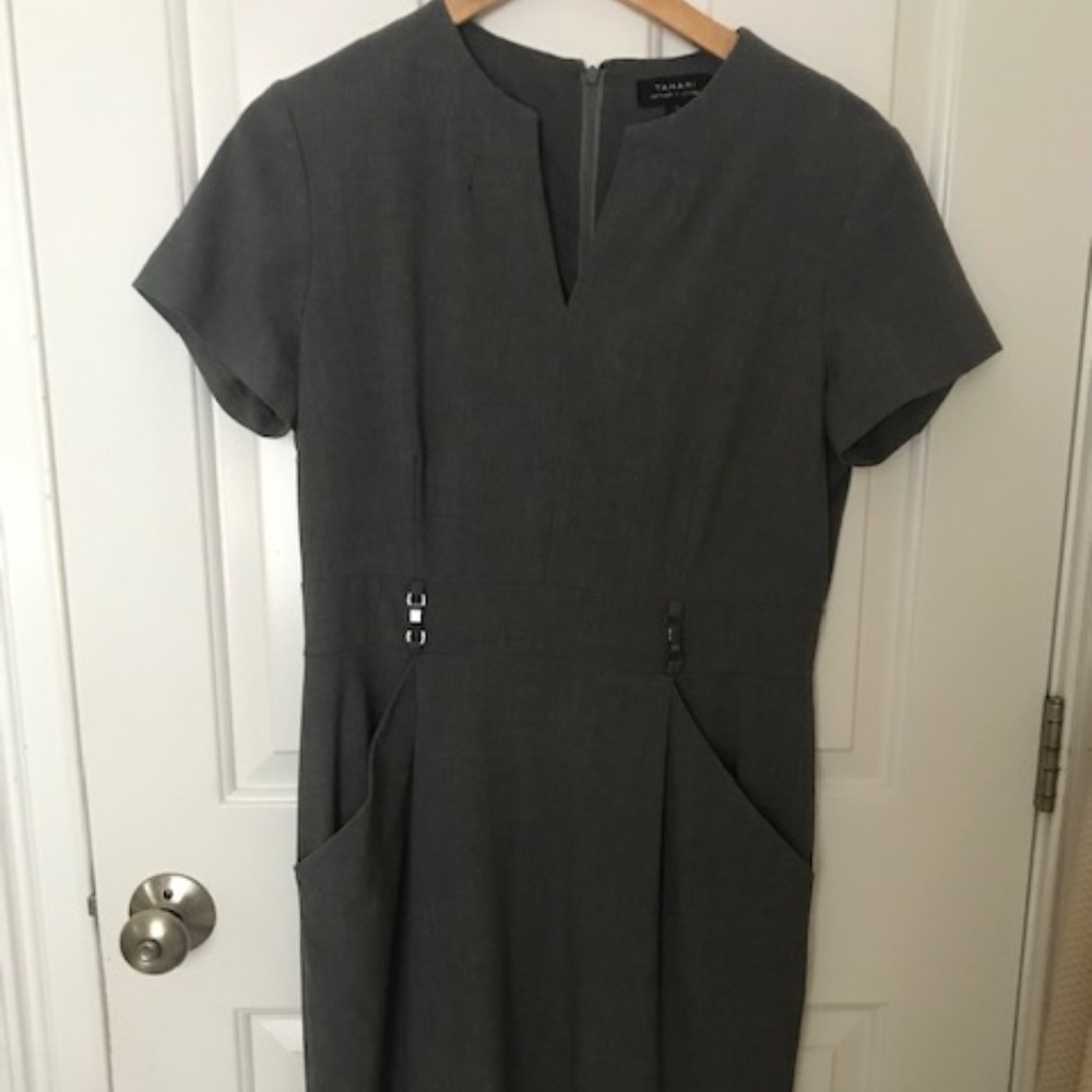 Tahari Arthur S. Levine Dress Sheath Gray Size 10